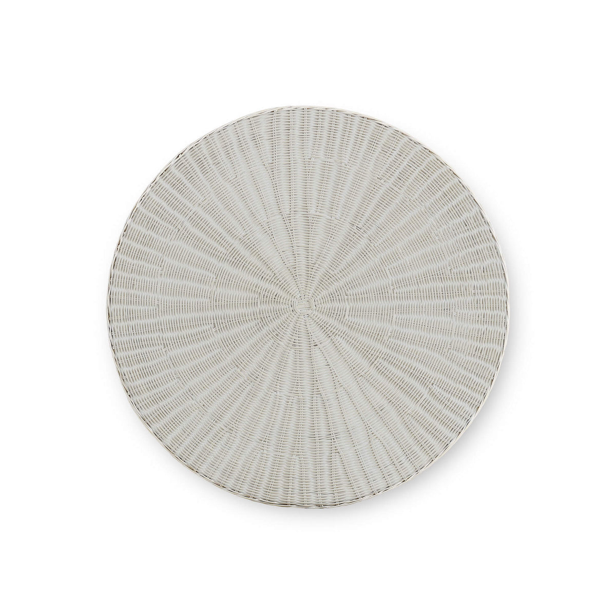 Scalloped Round Bistro Table w/ Tempered Glass in Rattan White Wash