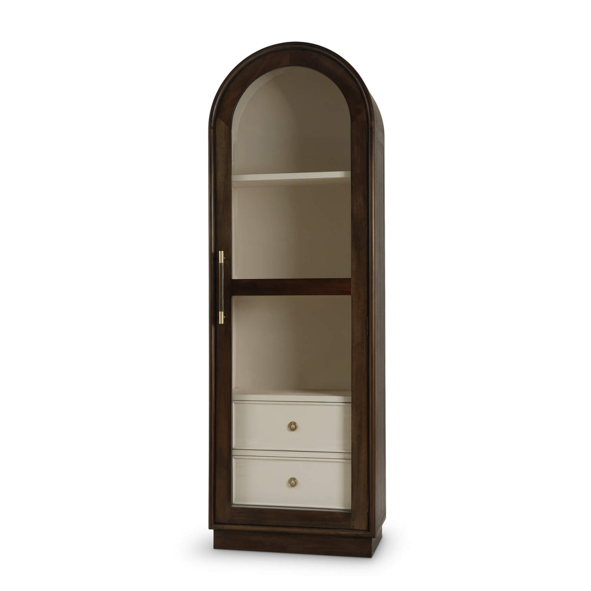 Vannes Single Door Display Cabinet in Walnut w/ Putty Interior