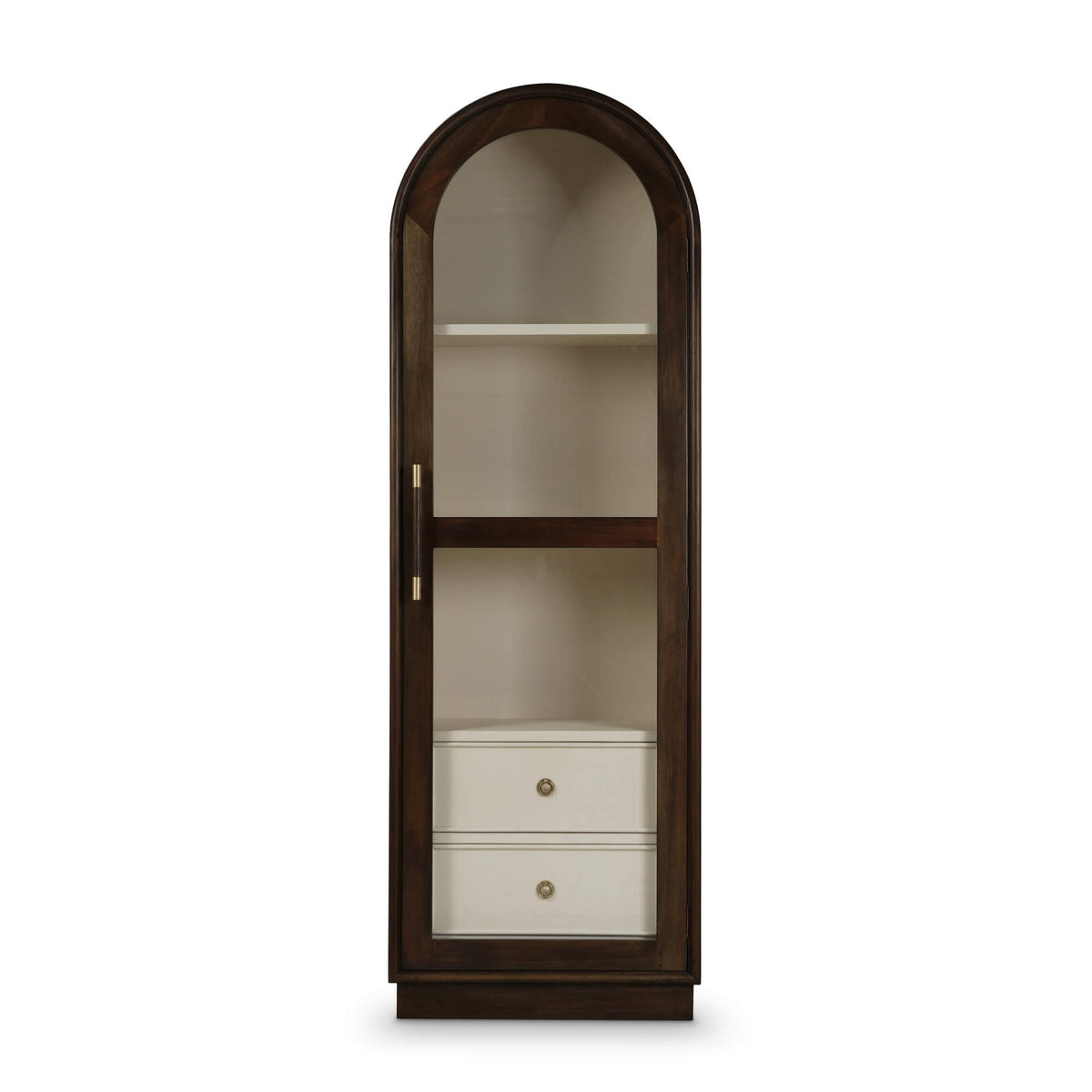 Vannes Single Door Display Cabinet in Walnut w/ Putty Interior