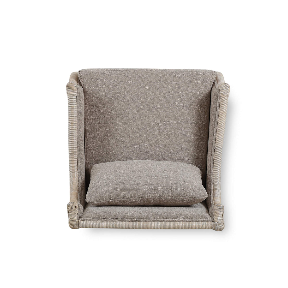 Rabana Rattan Chair in White Wash Rattan w/ Oatmeal Boucle Chenille Performance Fabric Cushion