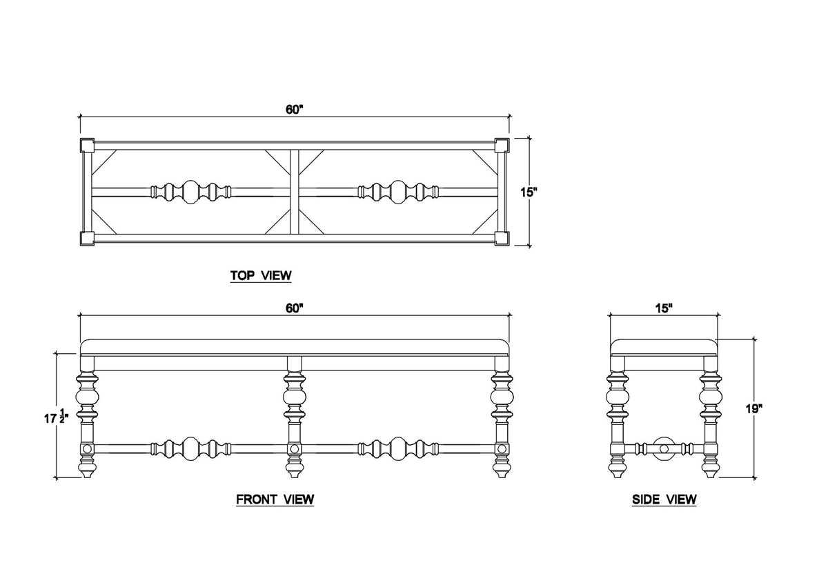 Savannah Large Bench in Walnut Finish w/ Thames Natural Performance Fabric
