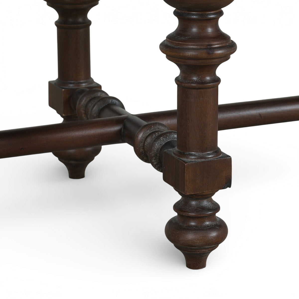 Savannah Large Bench in Walnut Finish w/ Thames Natural Performance Fabric
