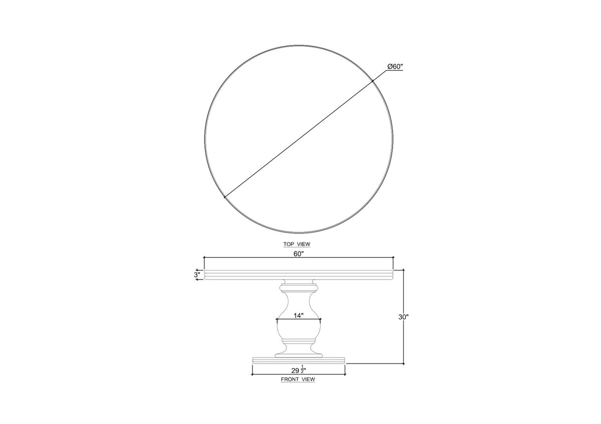 Vivienne Dining Table 60'' in Walnut