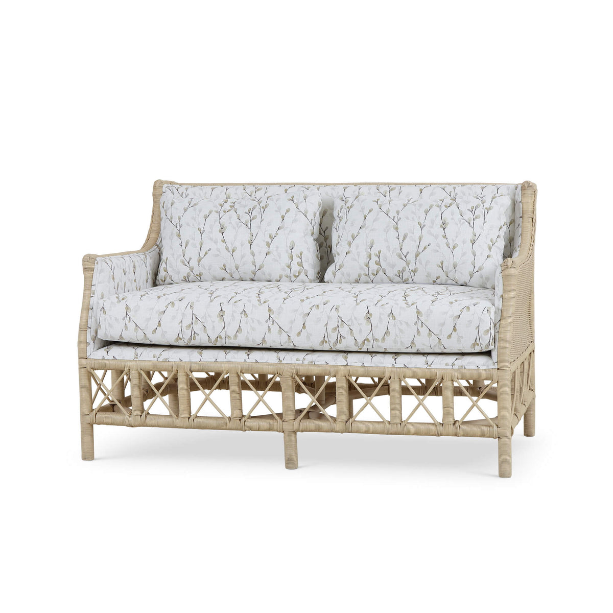 Rabana Rattan Loveseat in Natural Rattan w/ Whisper Word Fabric Cushion
