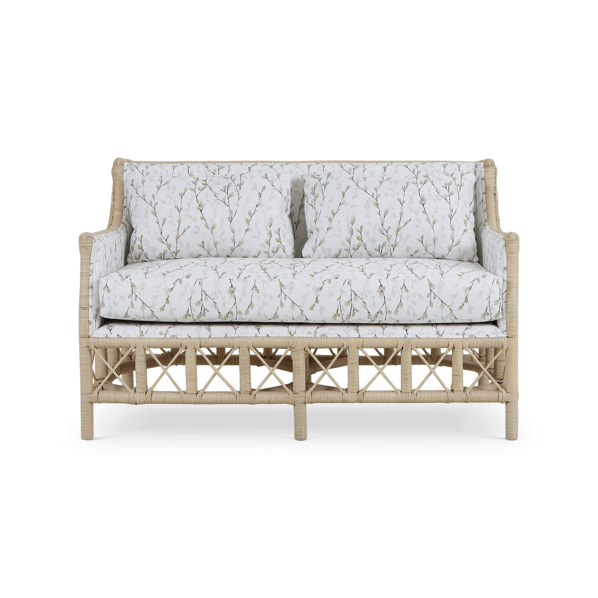 Rabana Rattan Loveseat in Natural Rattan w/ Whisper Word Fabric Cushion