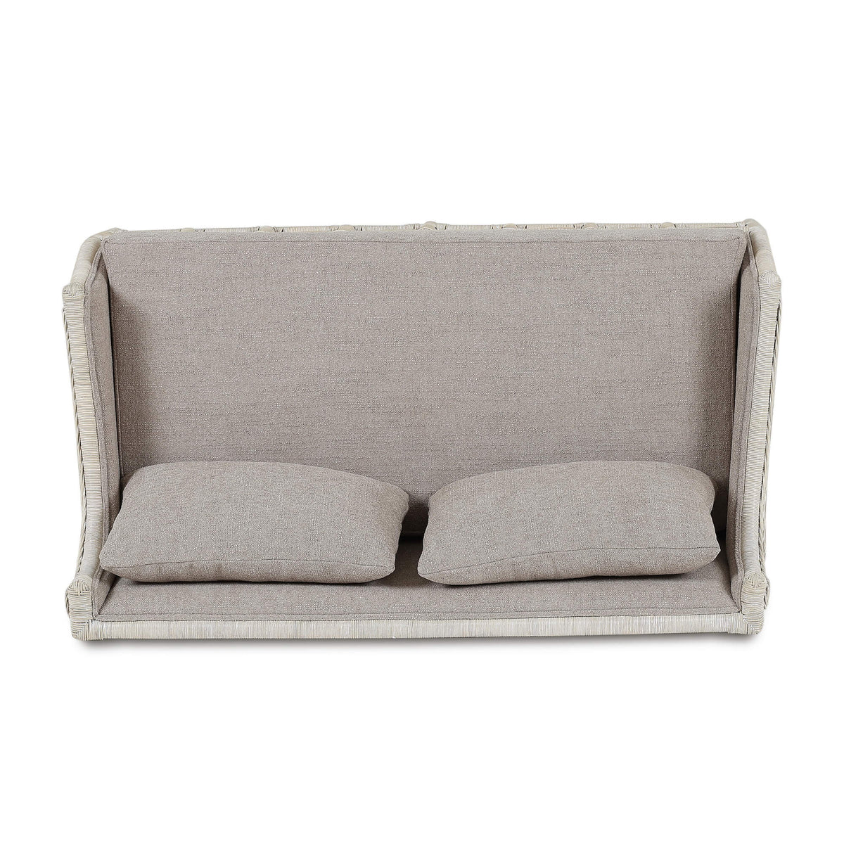 Rabana Rattan Loveseat in White Wash Rattan w/ Oatmeal Boucle Chenille Performance Fabric Cushion