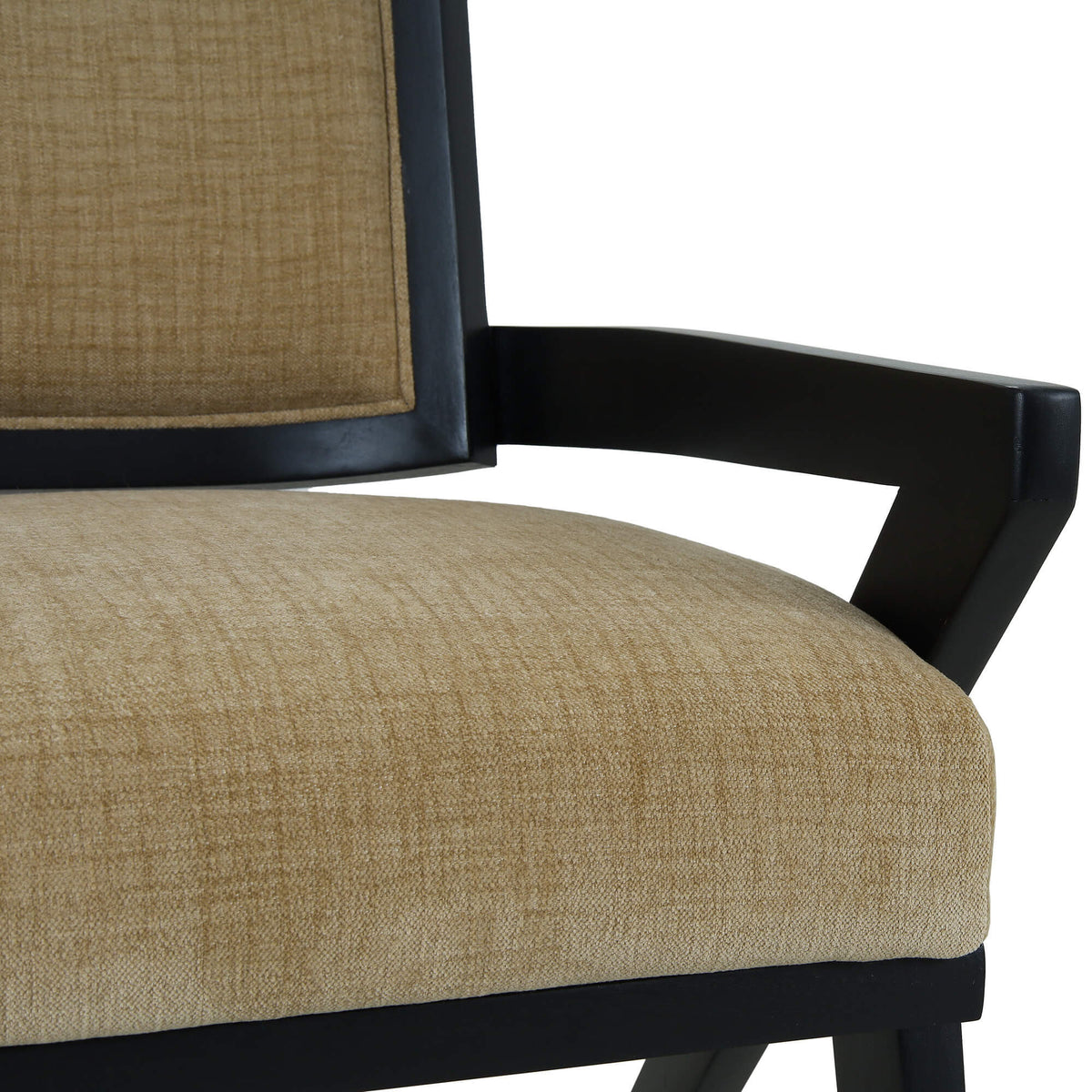 Pierre Dining Chair in Batavia Black w/ Upholstered Back w/ Thames French Yellow Performance Fabric