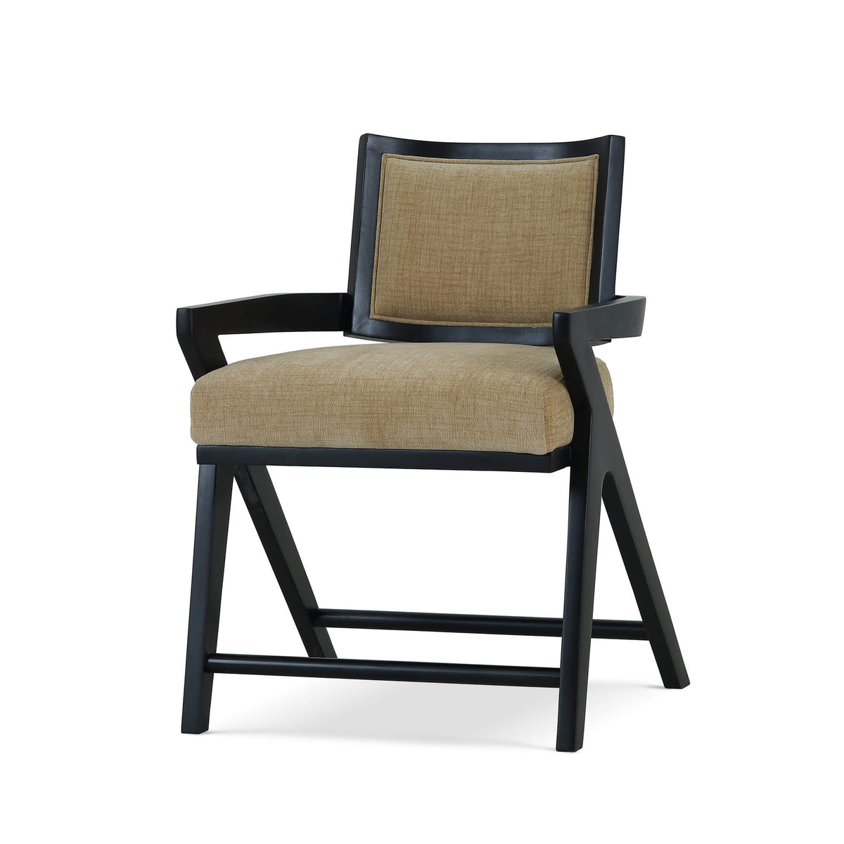 Pierre Dining Chair in Batavia Black w/ Upholstered Back w/ Thames French Yellow Performance Fabric