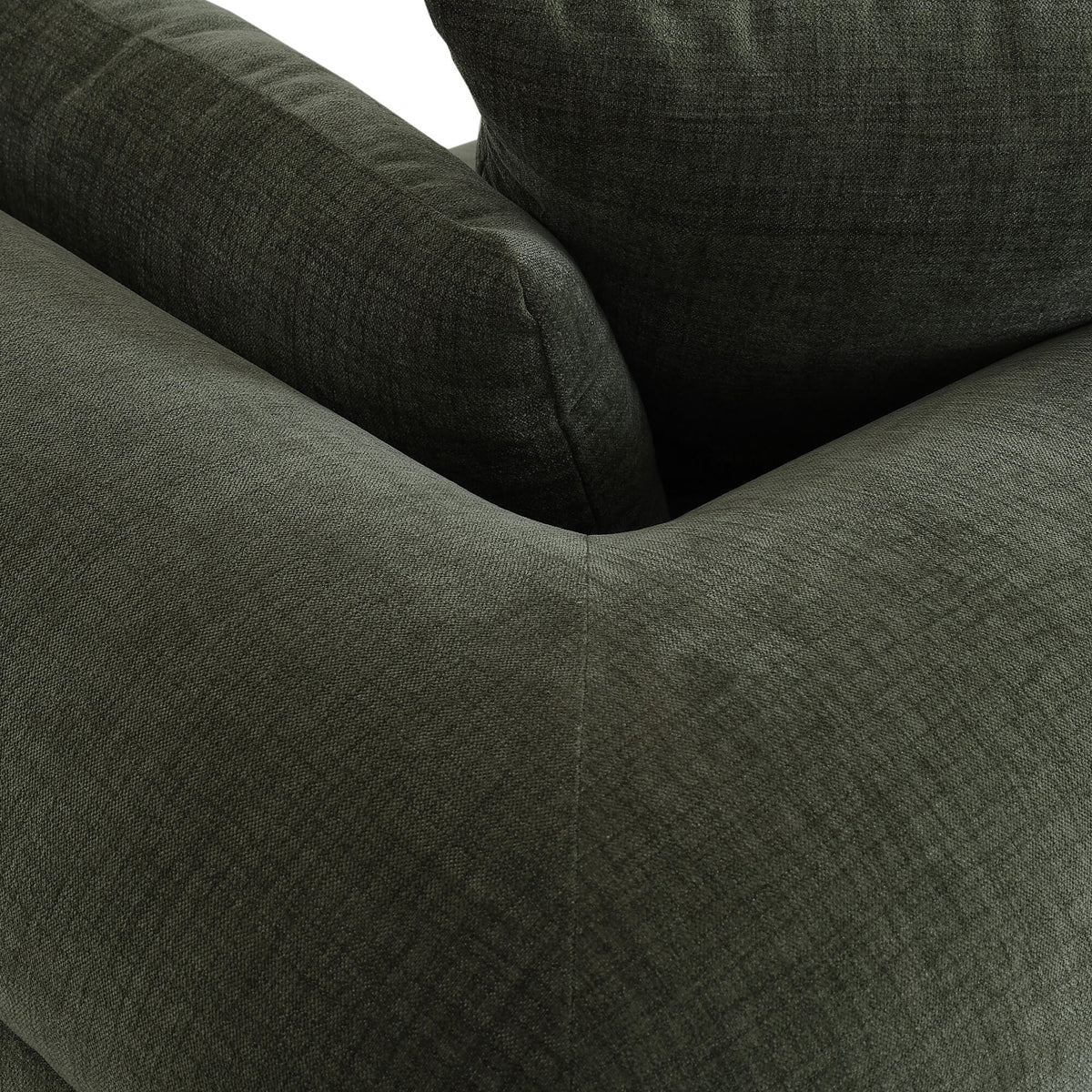 Arcadia Sofa in Walnut w/ Thames Moss Green Performance Fabric