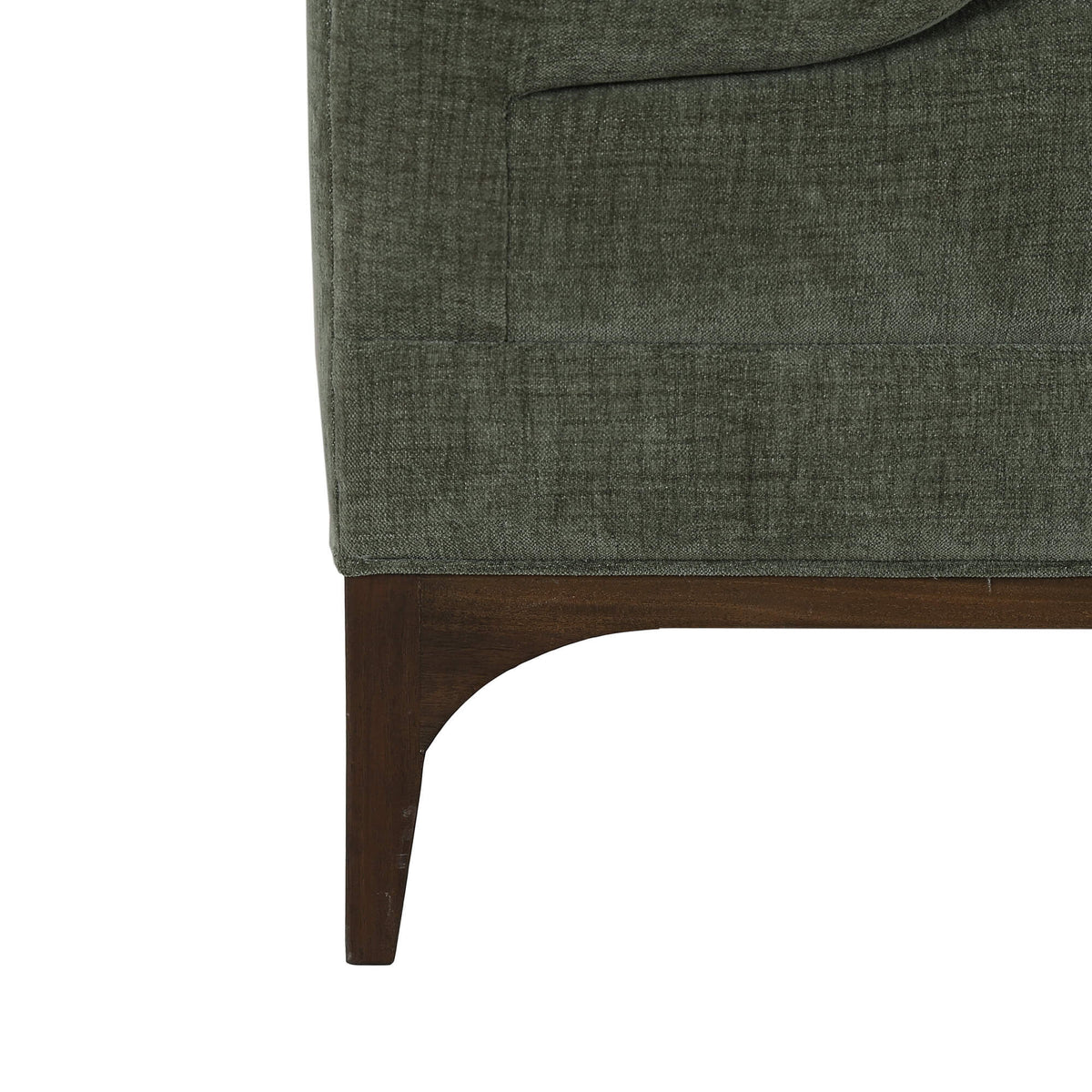Arcadia Sofa in Walnut w/ Thames Moss Green Performance Fabric