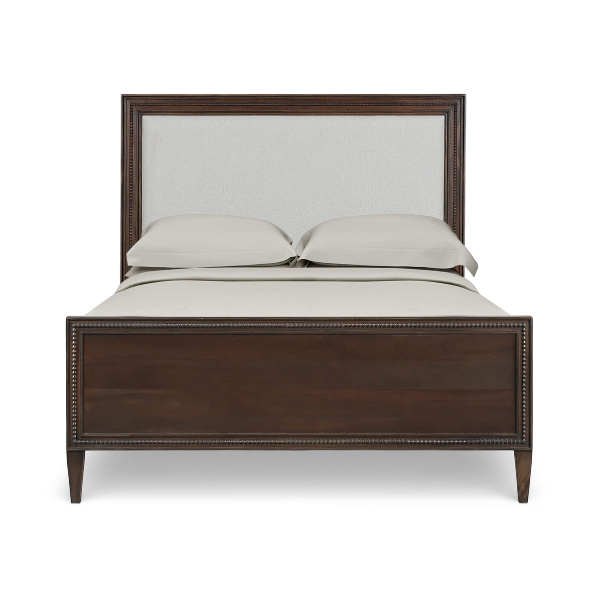 Vivienne Upholstered Bed Queen in Walnut w/ Dinara Natural Fabric
