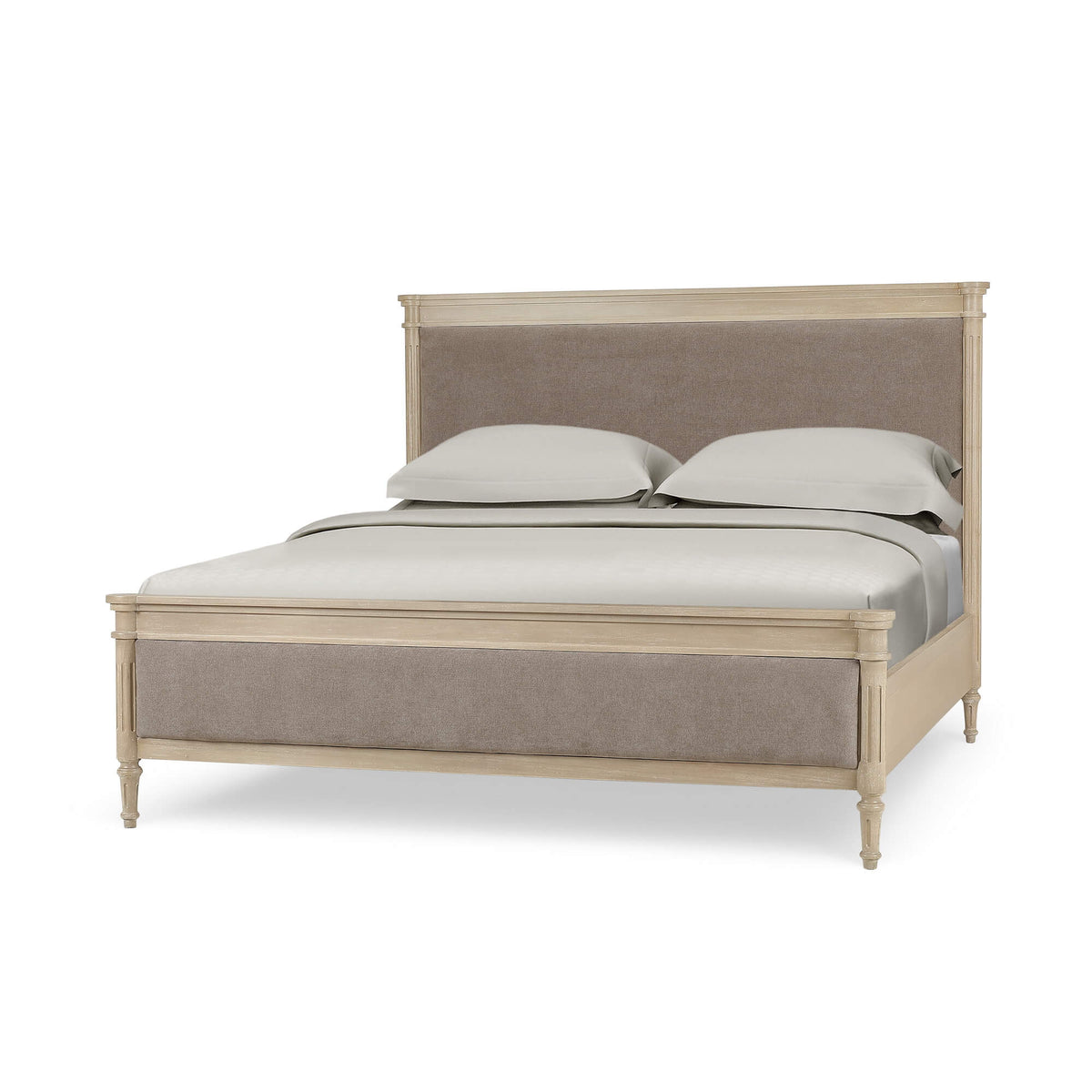 Kelly King Bed in Sandbar w/ Taupe Velour Performance Fabric