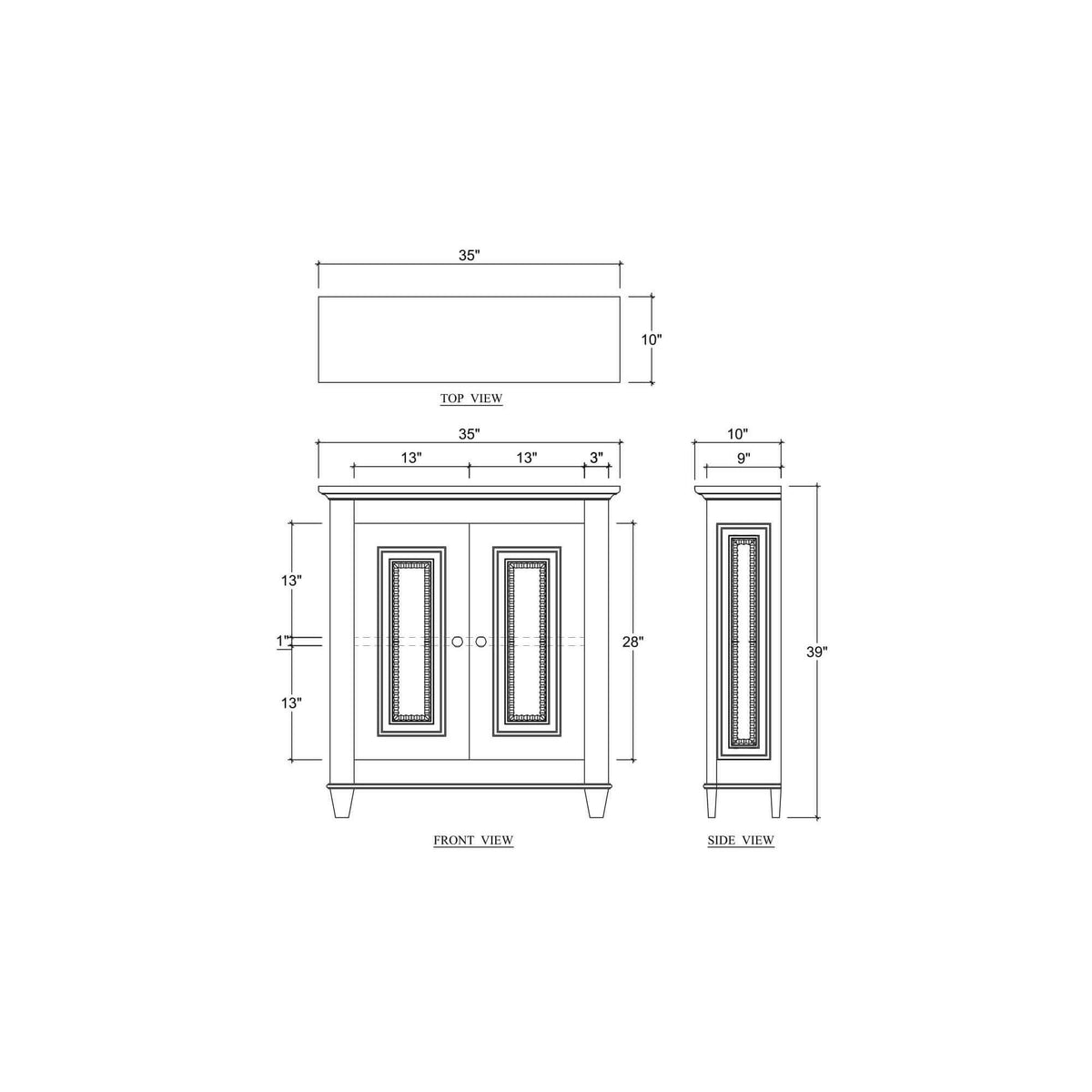 Vivienne 2 Door Narrow Sideboard in Grey Mist