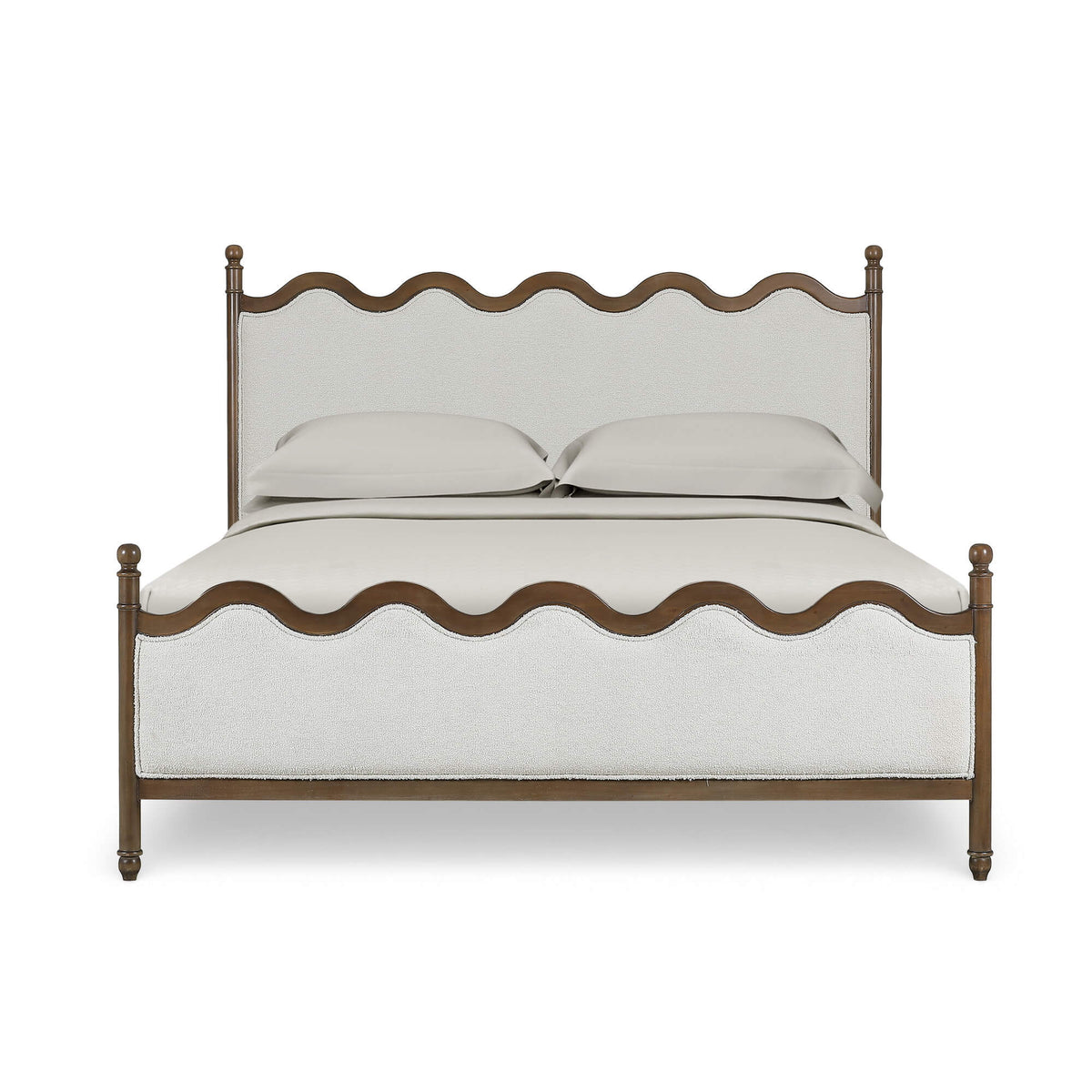 Chloe King Bed in Straw Wash w/ Colorado Boucle Ivory Fabric