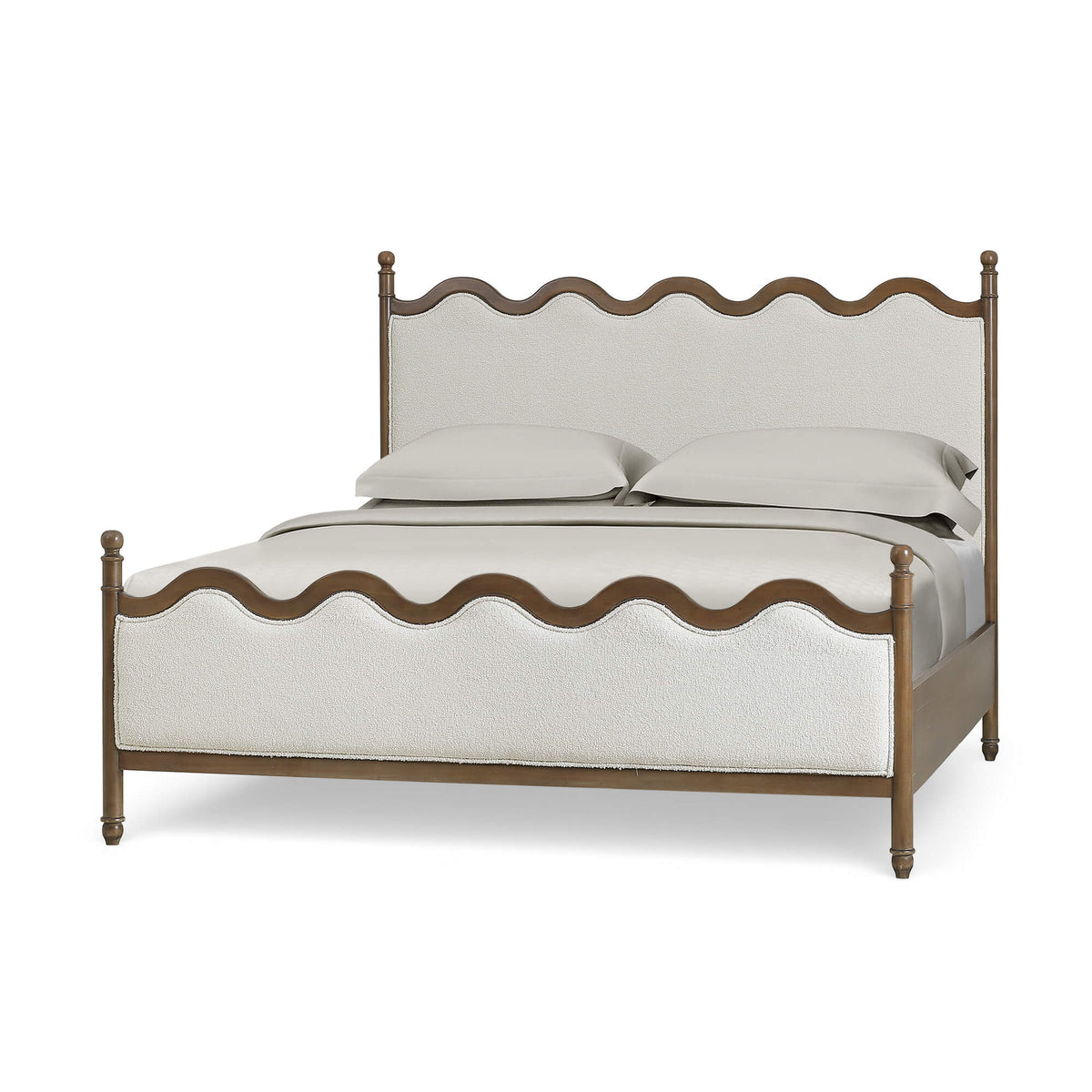 Chloe King Bed in Straw Wash w/ Colorado Boucle Ivory Fabric