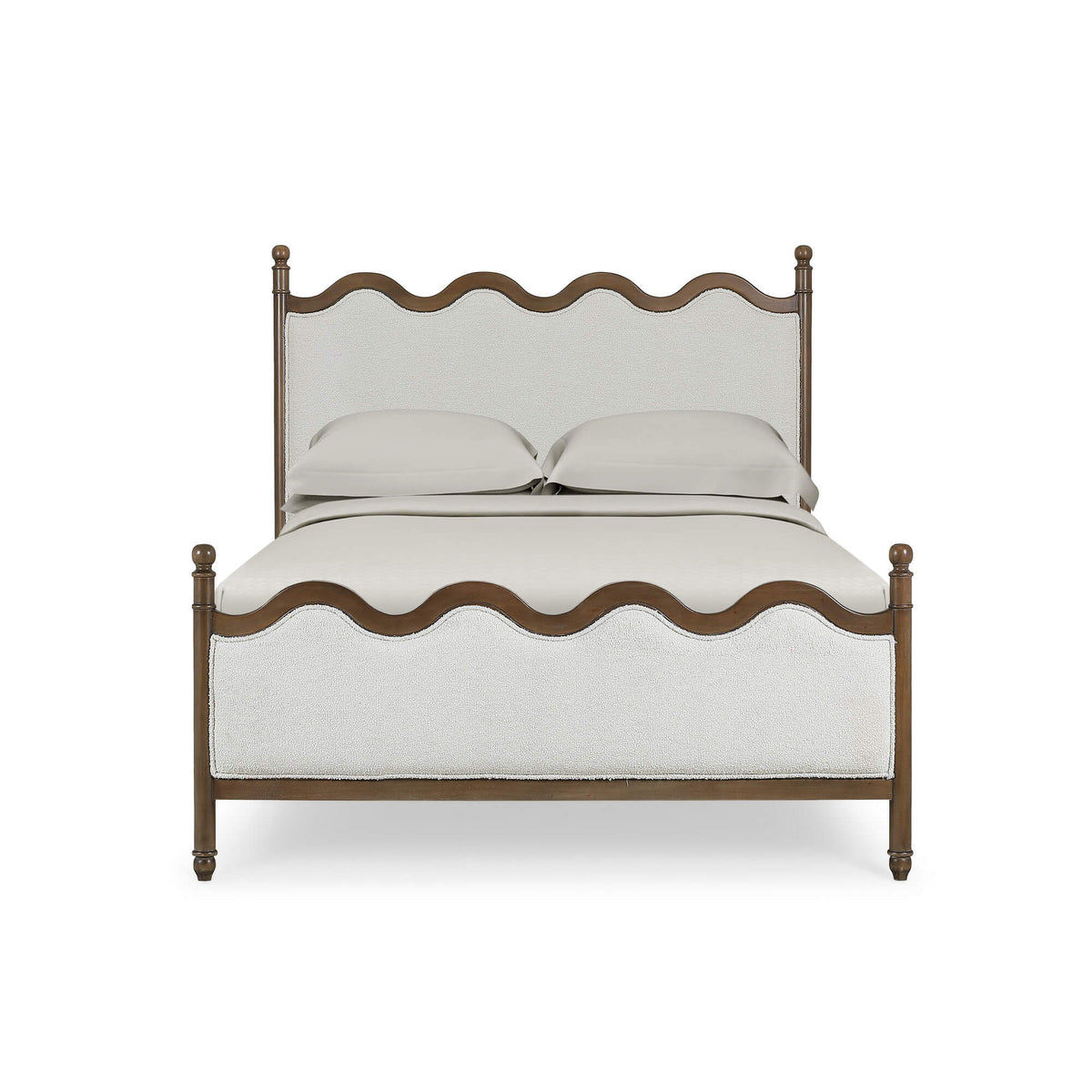 Chloe Queen Bed in Straw Wash w/ Colorado Boucle Ivory Fabric
