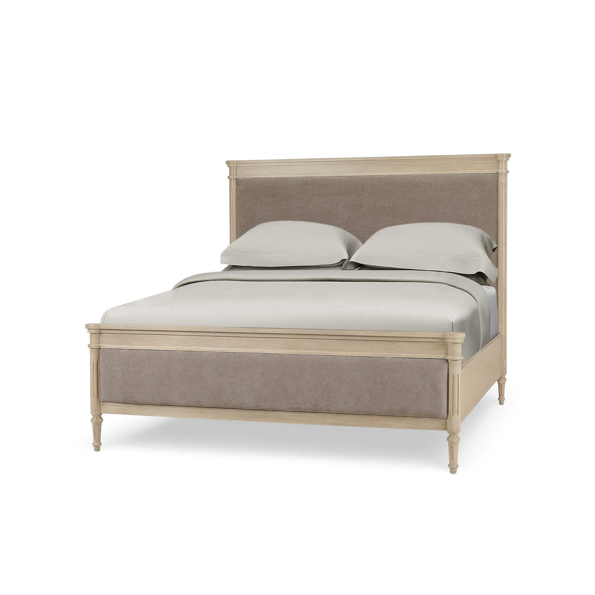 Kelly Queen Bed in Sandbar w/ Taupe Velour Performance Fabric