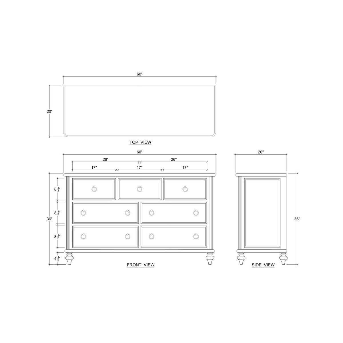 Savannah 7 Drawer Dresser in Walnut