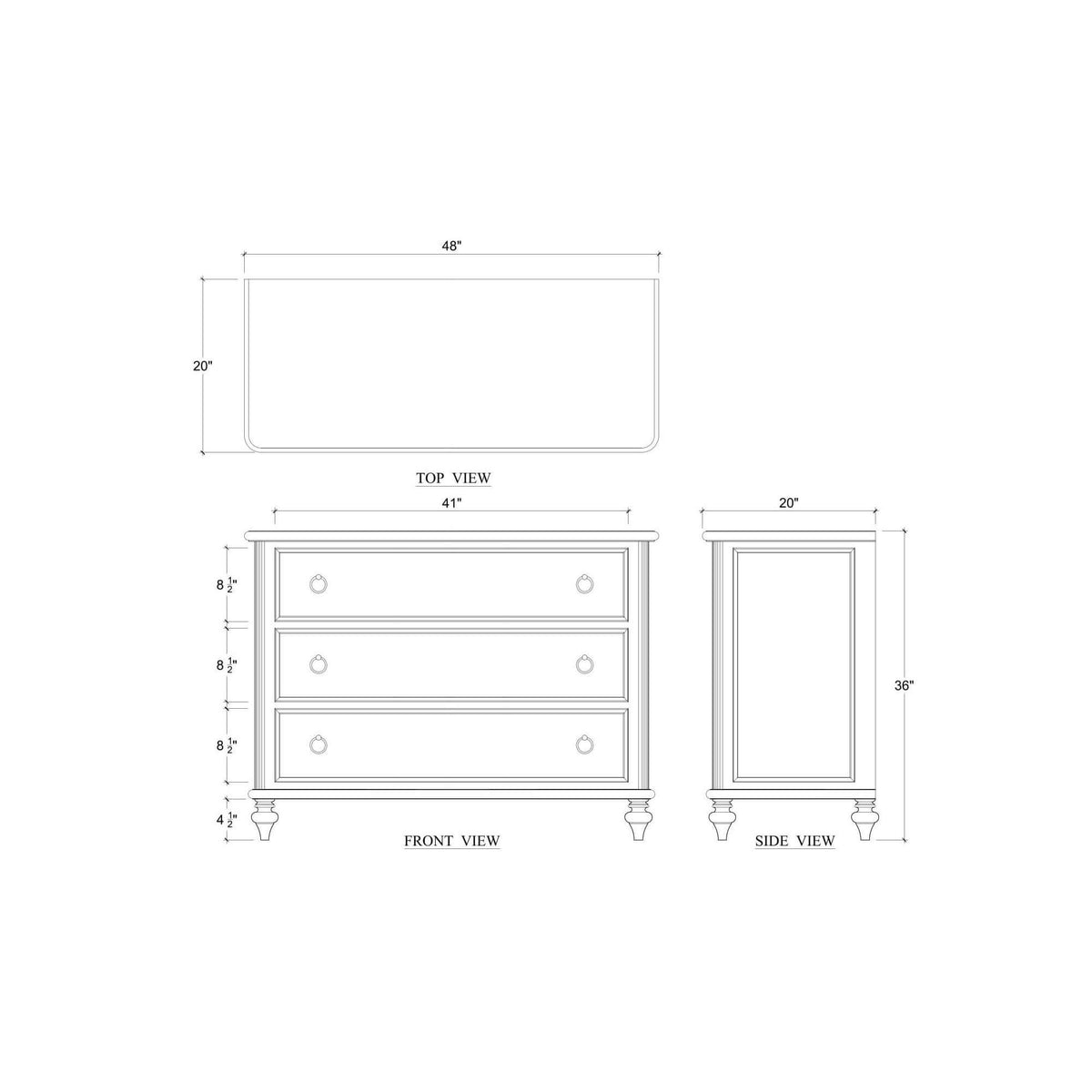 Savannah 3 Drawer Dresser in Walnut