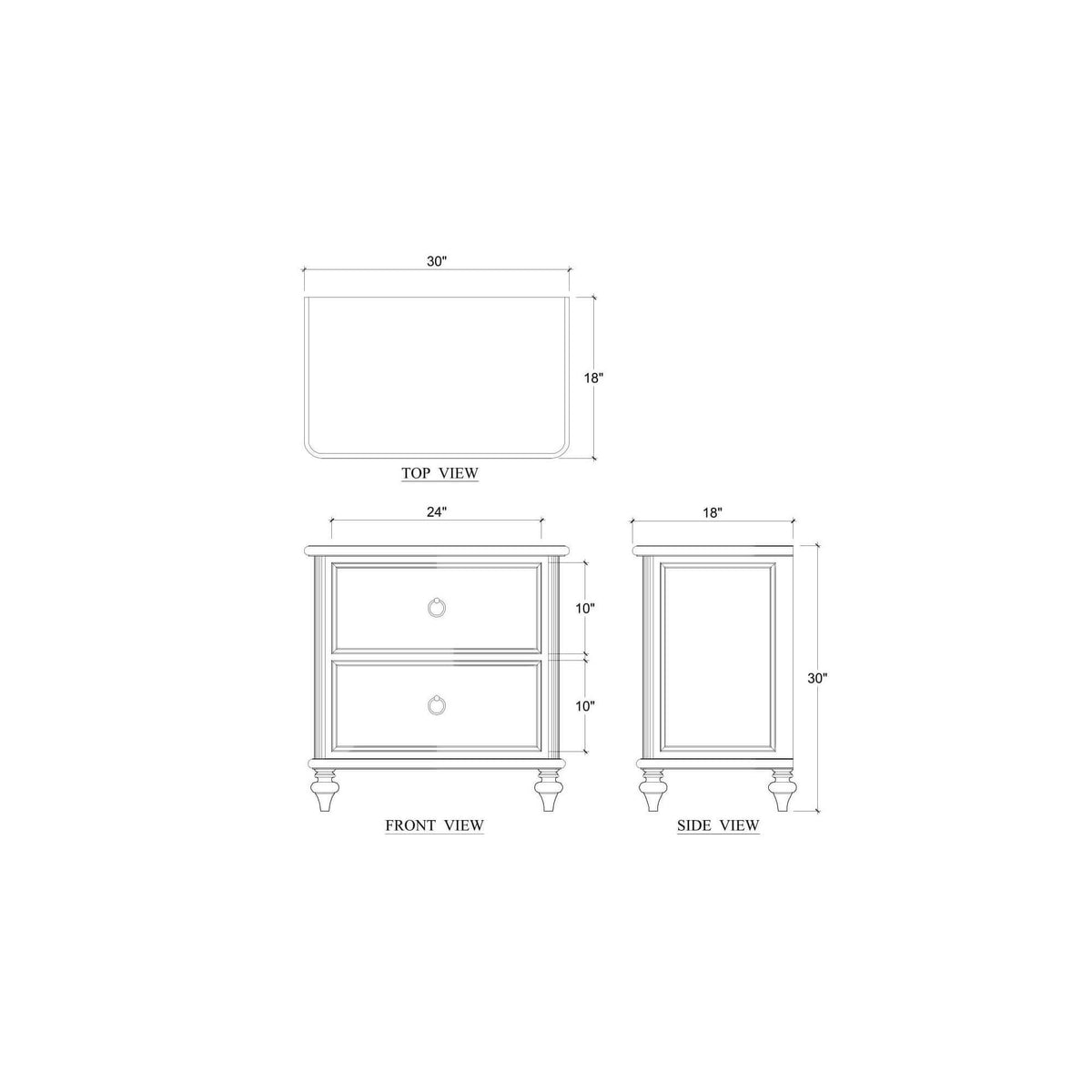 Savannah 2 Drawer Bedside Table in Architectural White