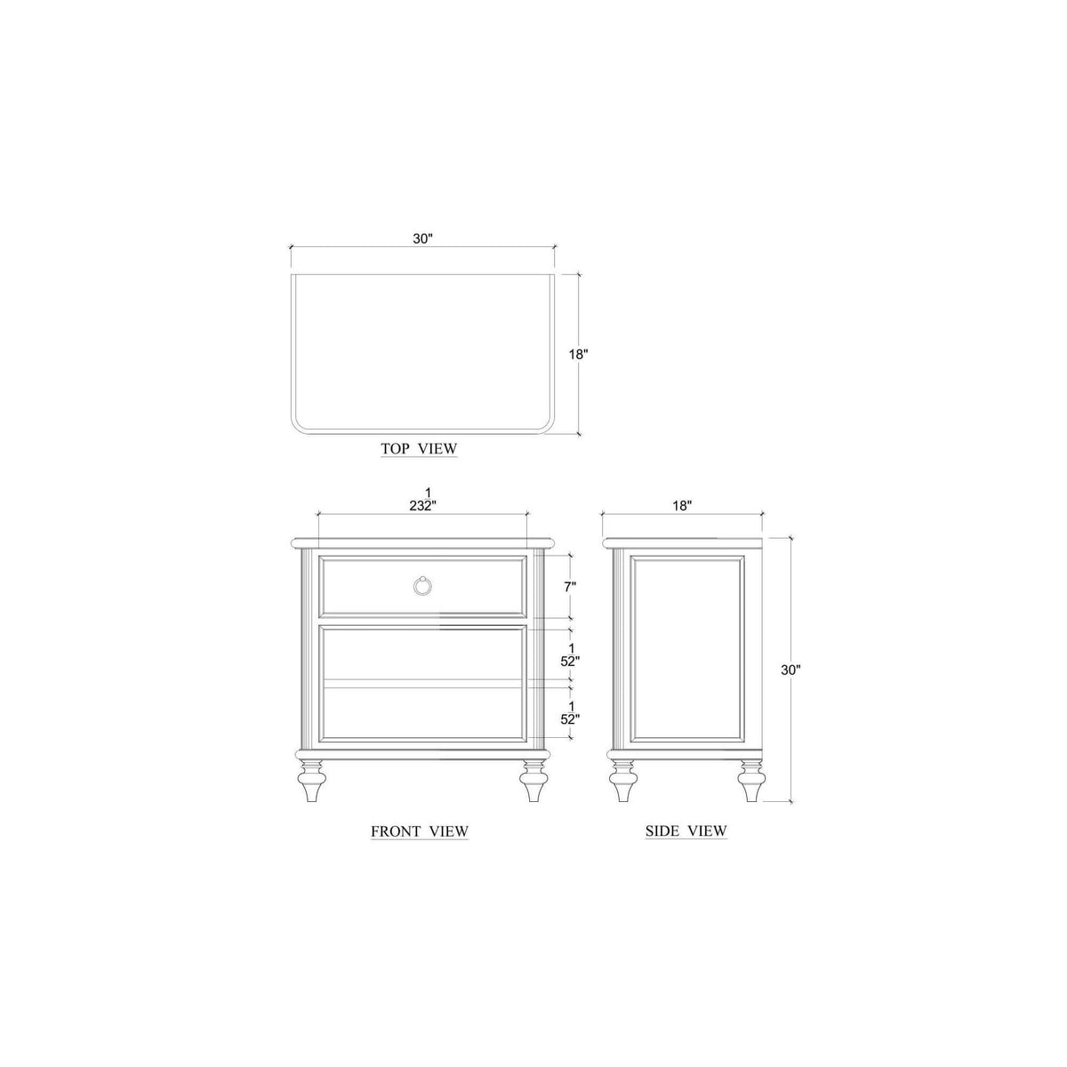 Savannah Bedside Table w/ Open Shelf in Architectural White