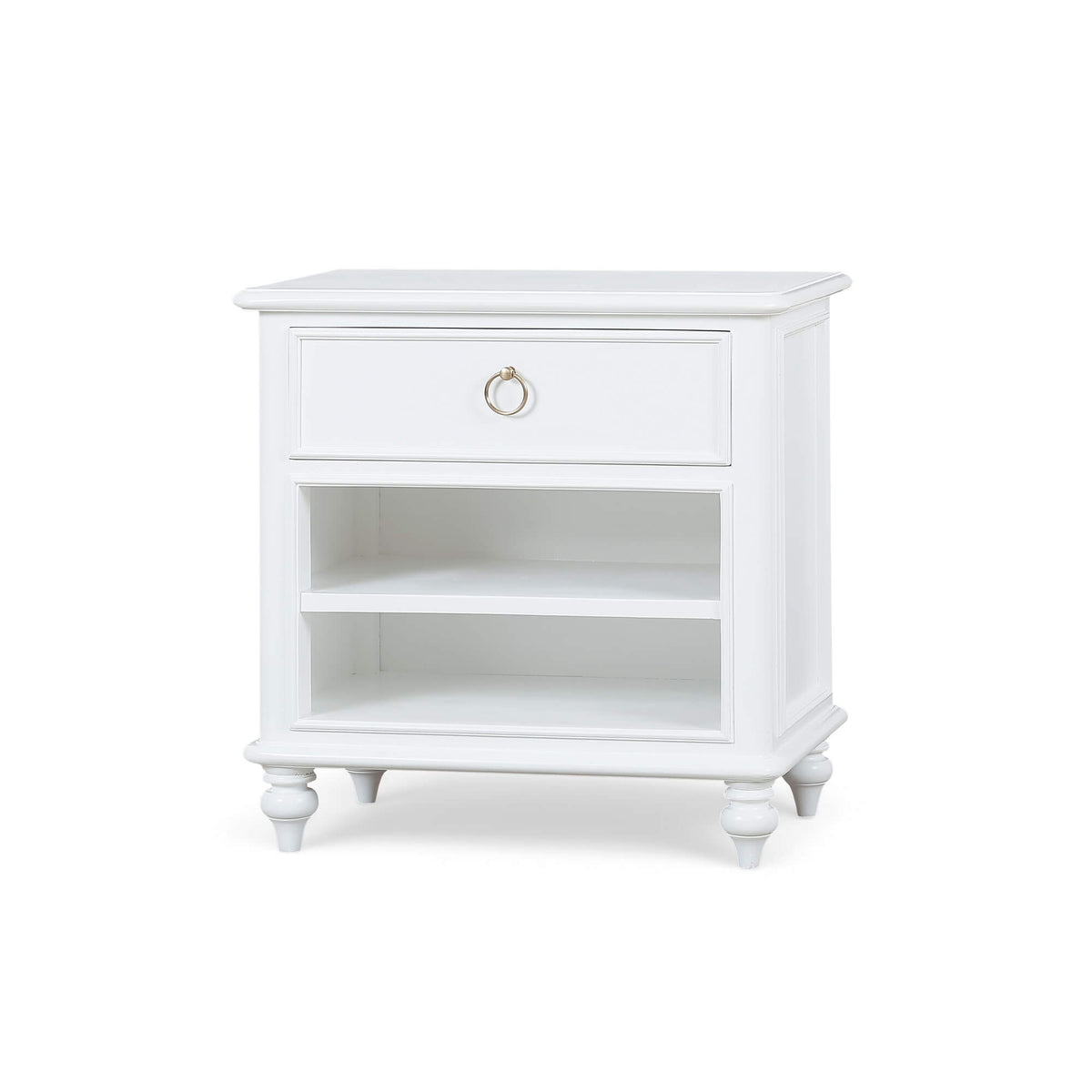 Savannah Bedside Table w/ Open Shelf in Architectural White