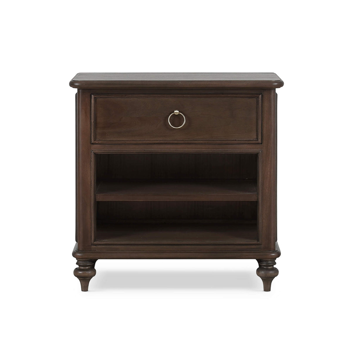 Savannah Bedside Table w/ Open Shelf in Walnut