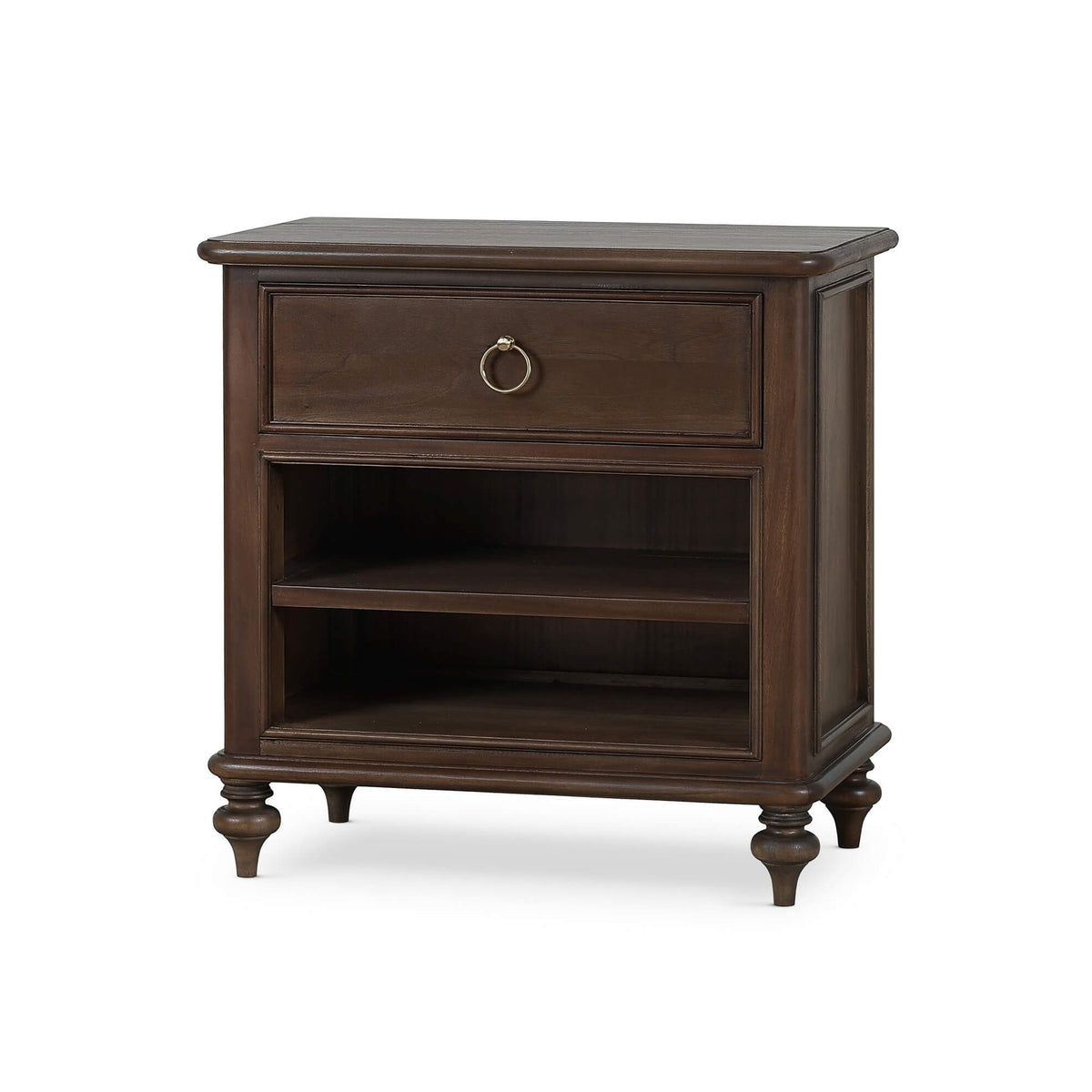 Savannah Bedside Table w/ Open Shelf in Walnut