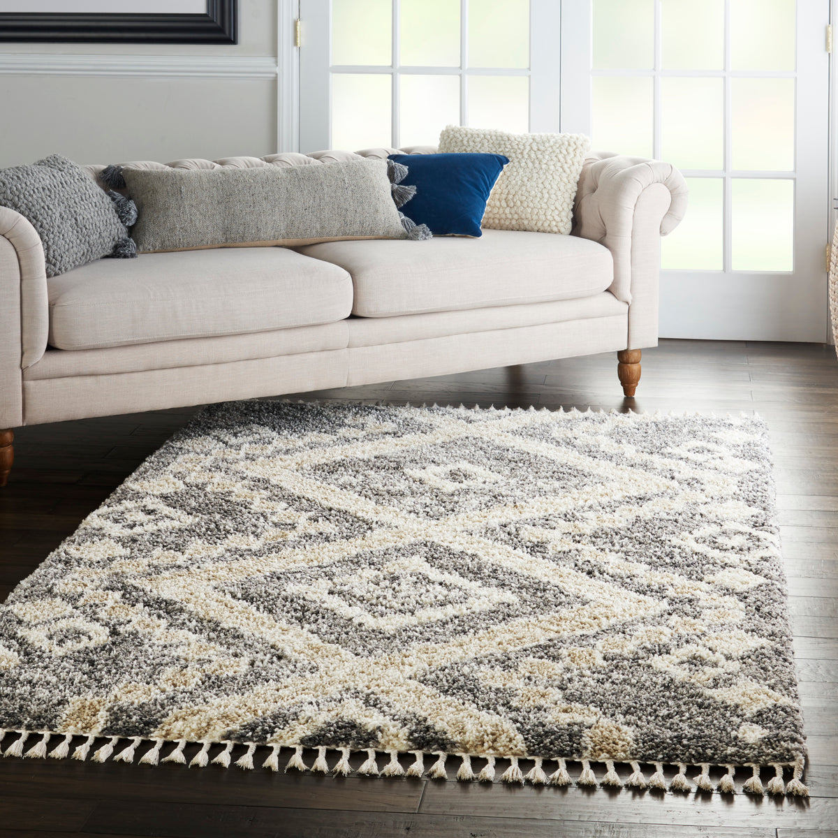 Oslo Shag OSL02 Grey Ivory Rug