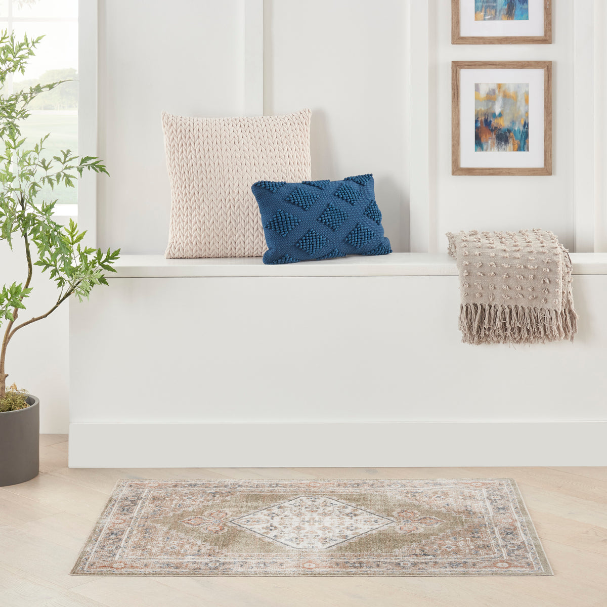 Astra Machine Washable ASW11 Sage Multi Rug