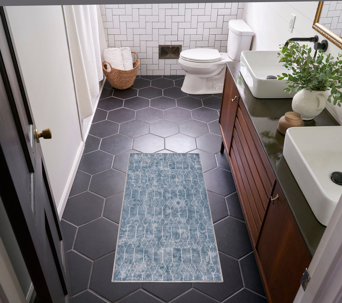 New Concept Washables SR107 Blue Grey Rug