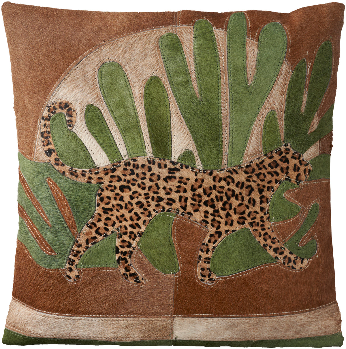 Natural Leather Hide S9018 Multicolor 20" x 20" Throw Pillows