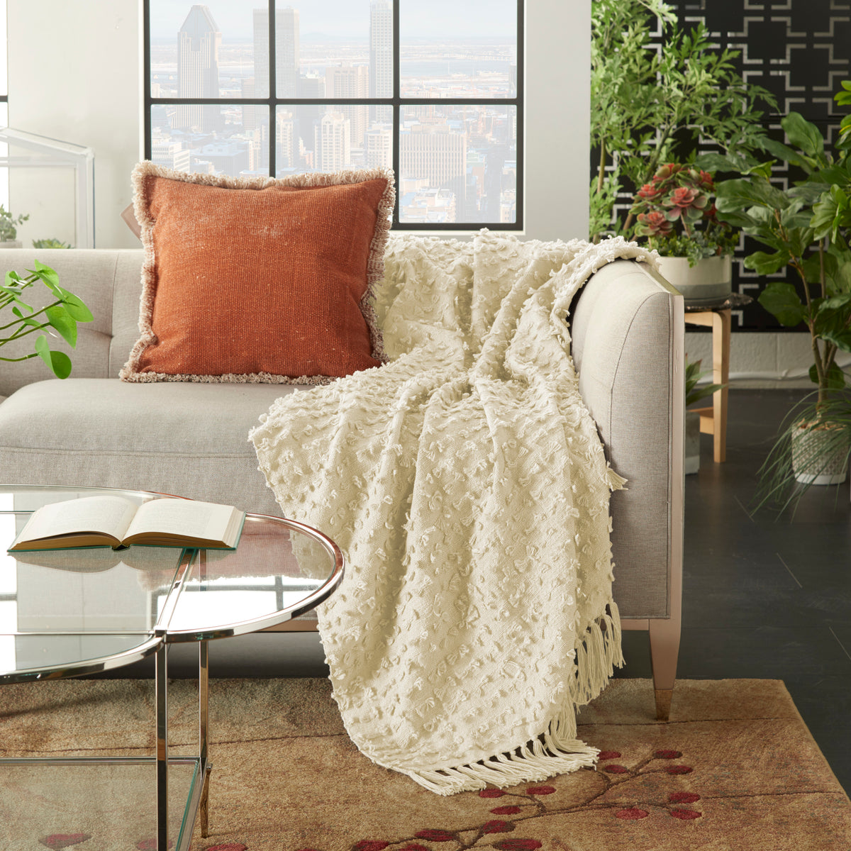 Lifestyle GT037 Cream 50" x 60" Throw Blankets