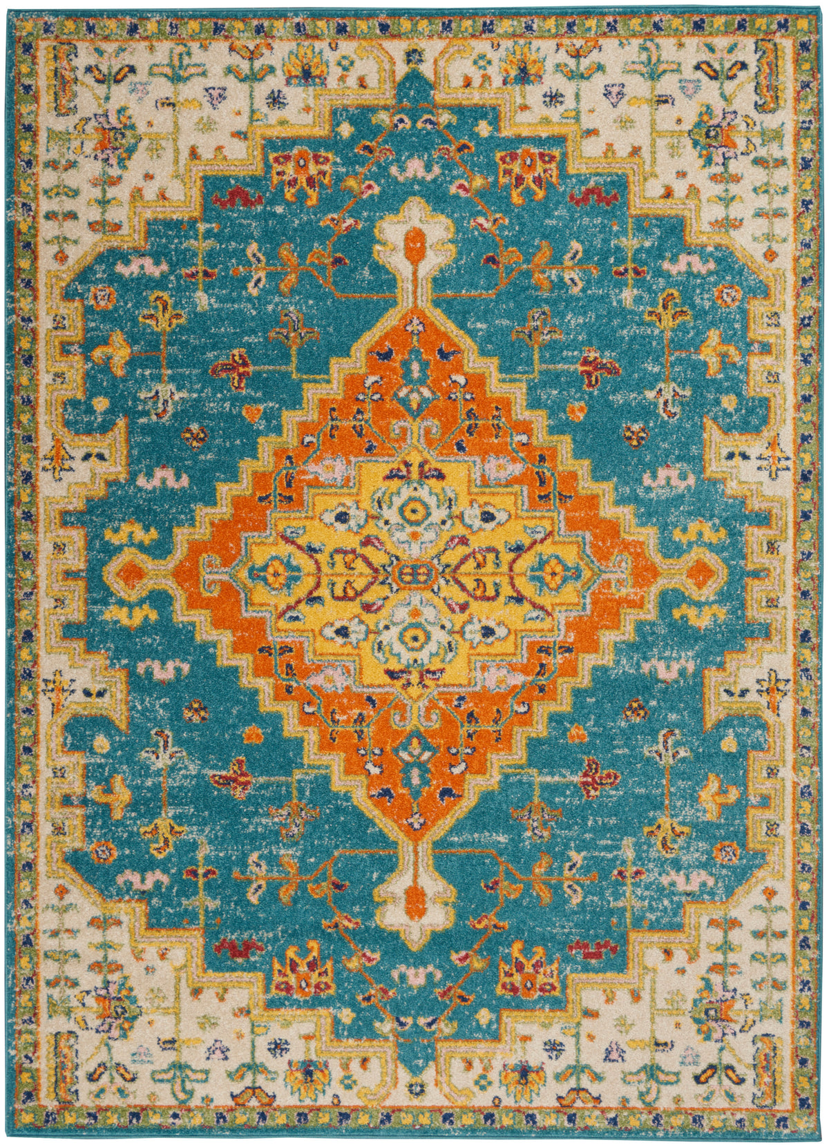 Allur ALR01 Turquoise Ivory Rug