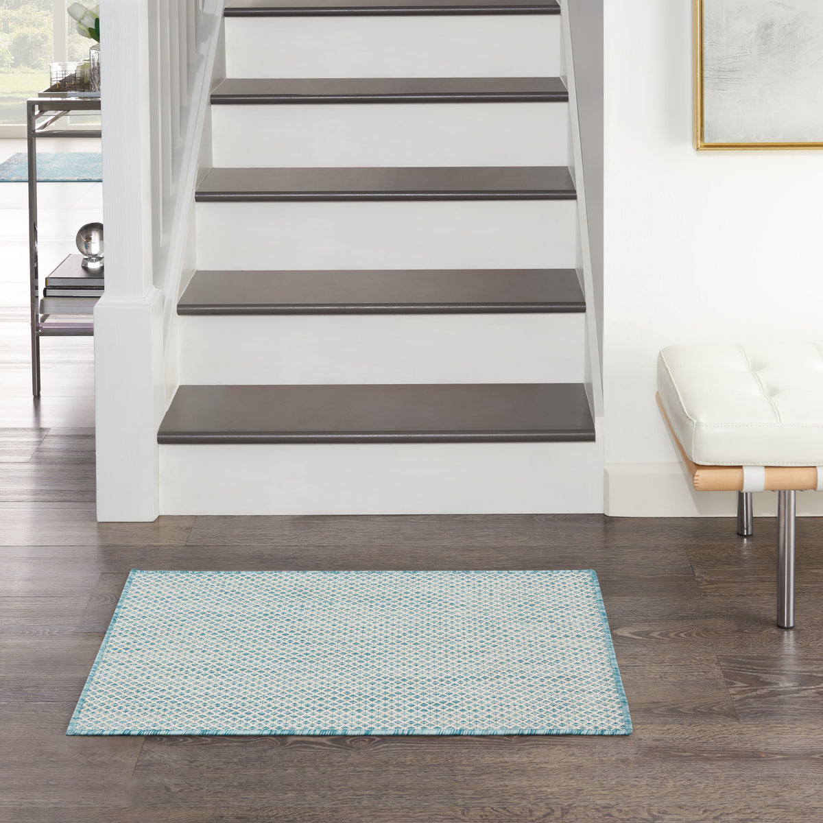 Courtyard COU01 Ivory Aqua Rug