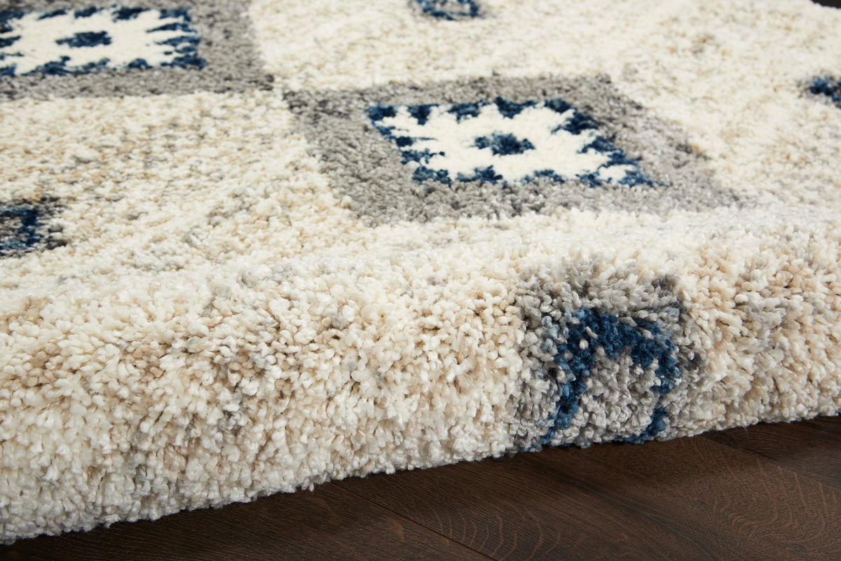 Oslo Shag OSL03 Ivory/Blue Rug