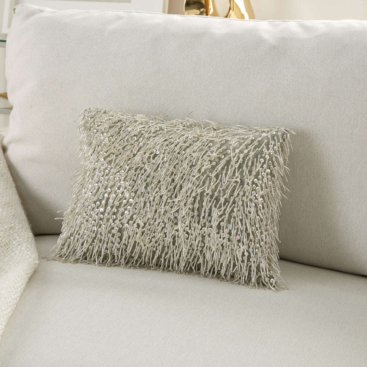 Sofia Z0727 Silver 10" x 14" Throw Pillows