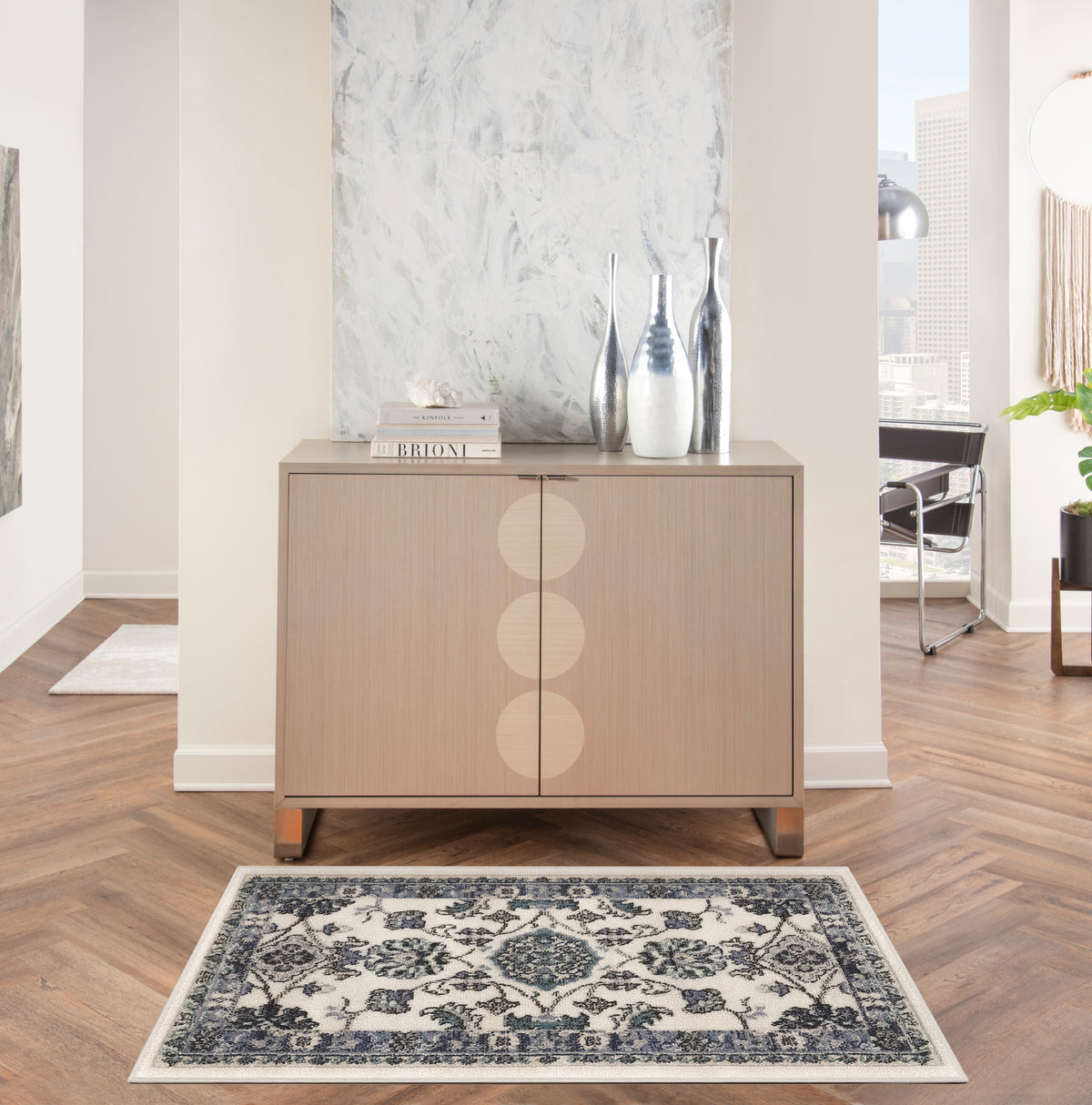 Nourison Essentials NRE05 Ivory Blue Rug