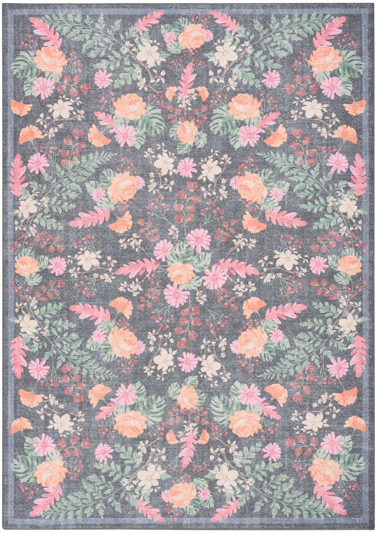 Botanical Washables BOT02 Charcoal Multicolor Rug