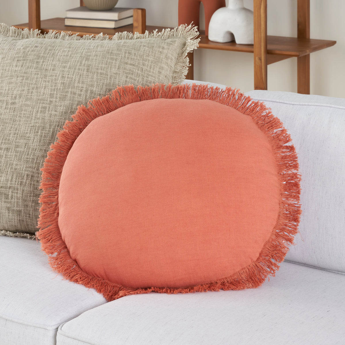 Sofia RC993 Coral 20" x 20"round Throw Pillows