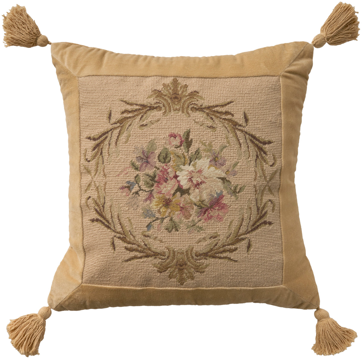 Vintage Pillow V8002 Beige 19" x 19" Throw Pillows