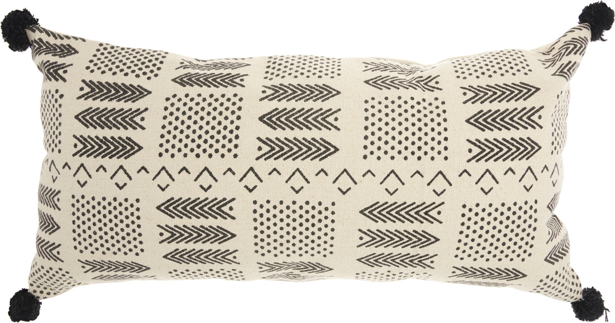 Lifestyle DP010 Ivory/Black 16" x 33" Throw Pillows