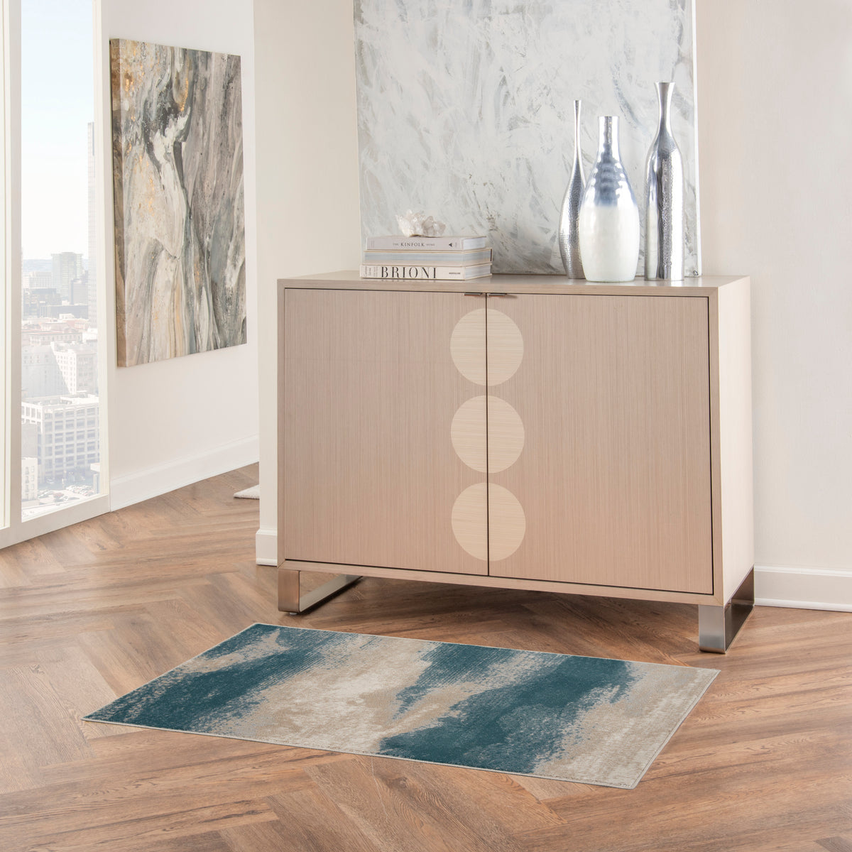 Maxell MAE06 Ivory/Teal Rug