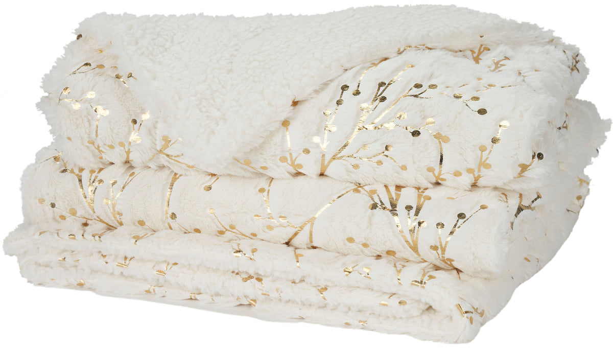Faux Fur SN107 Ivory Gold 50" x 60" Throw Blankets