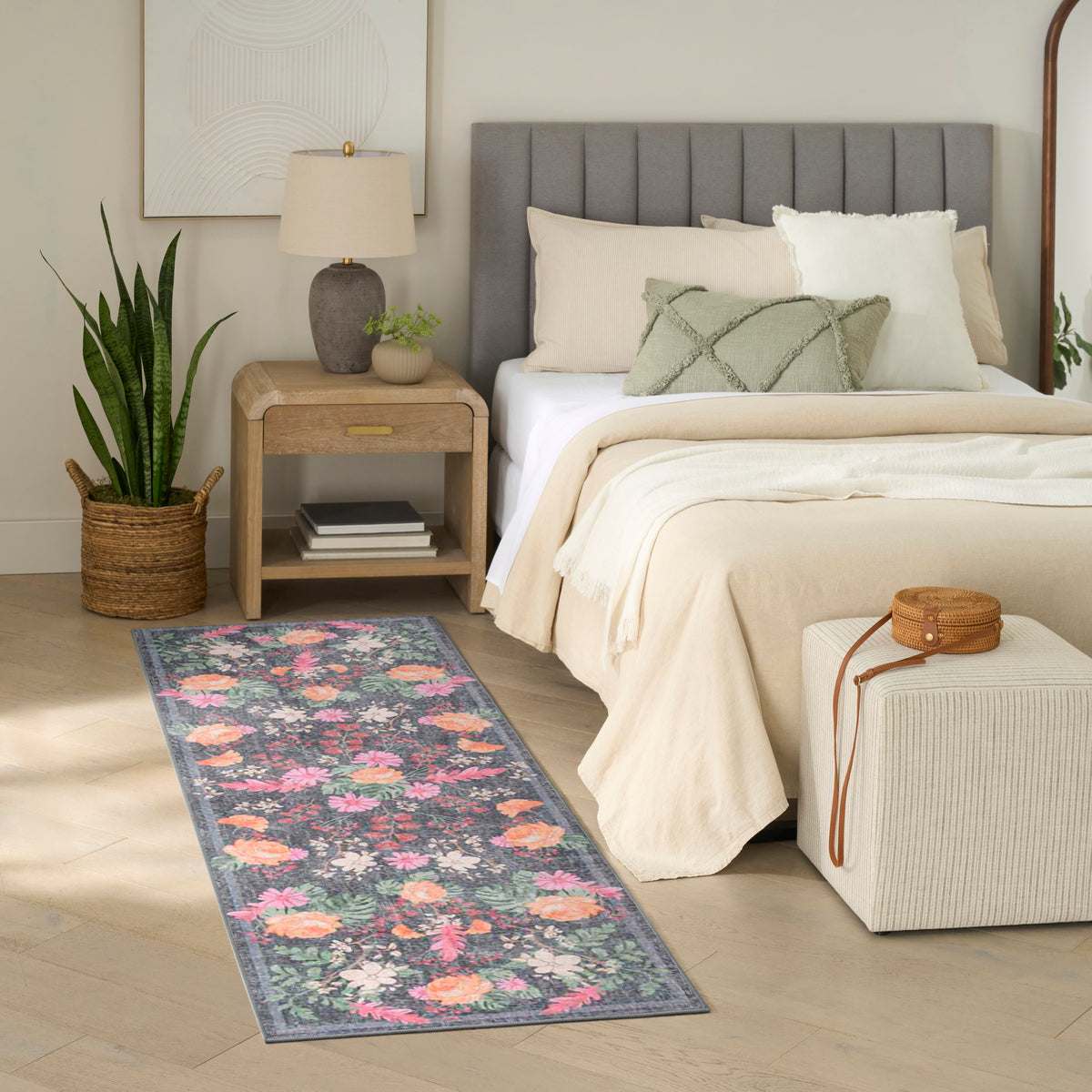 Botanical Washables BOT02 Charcoal Multicolor Rug