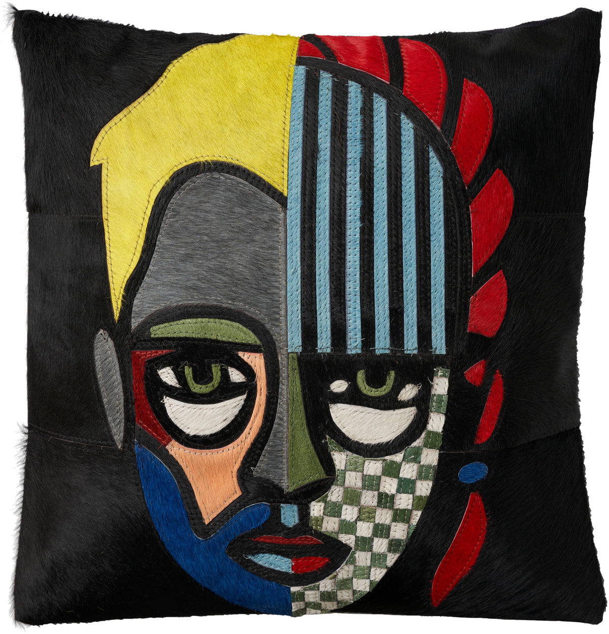 Natural Leather Hide S9016 Multicolor 20" x 20" Throw Pillows