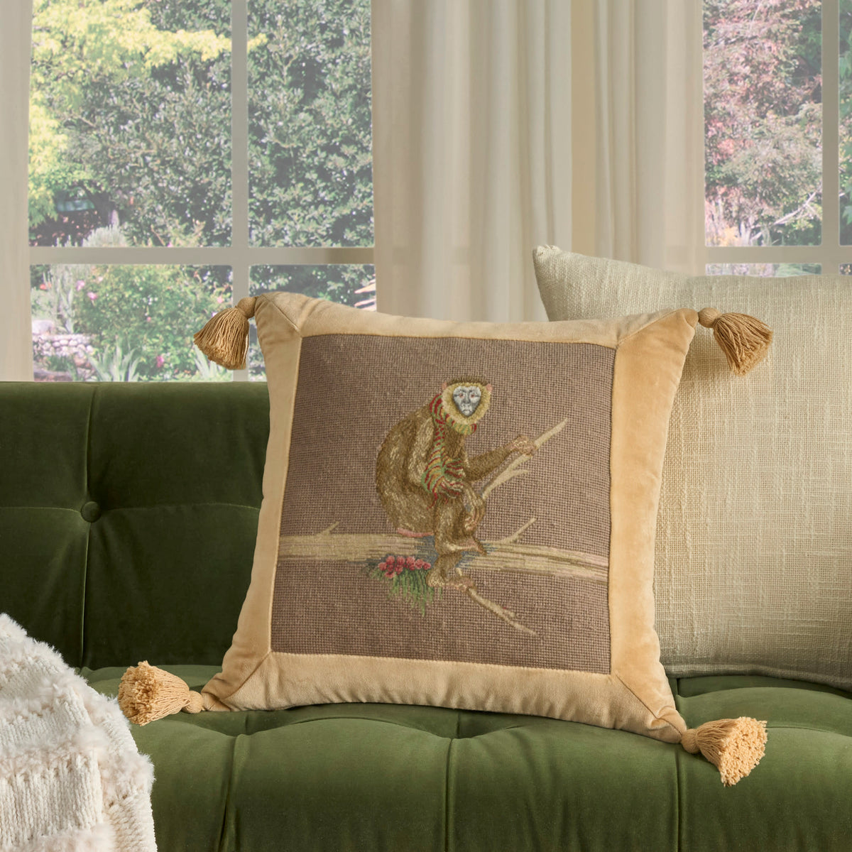 Vintage Pillow V8272 Taupe 19" x 19" Throw Pillows