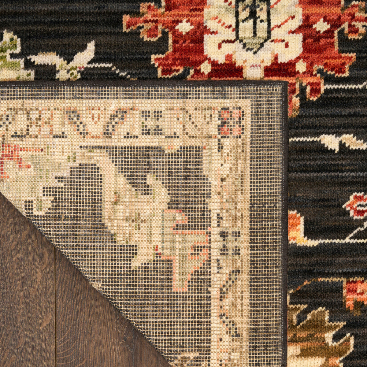 Antique Bloom ANB01 Black Rug