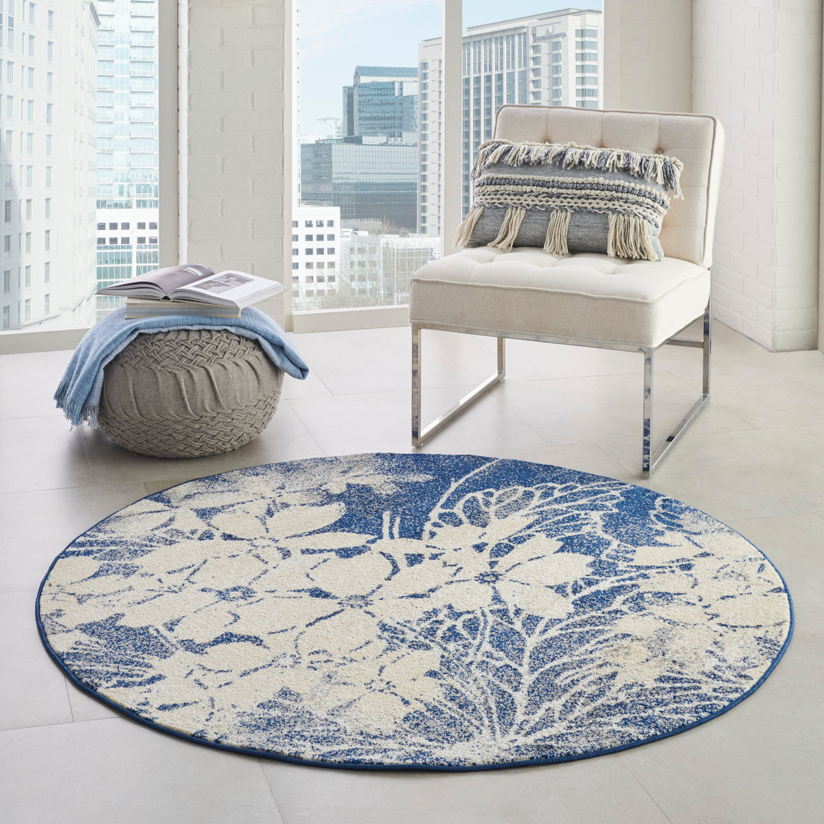 Tranquil TRA08 Beige Navy Rug
