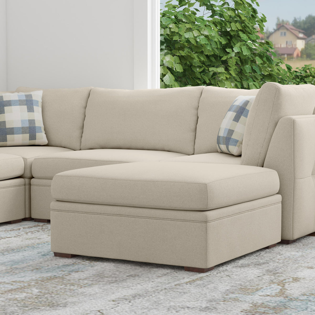 Evelyn Fabric Square Cocktail Ottoman